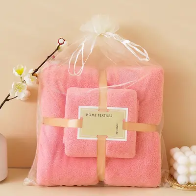 Mercan velvet towel mother-child set, more absorbent than pure cotton bath towel, two-piece set, soft and skin-friendly bath towel. - 7