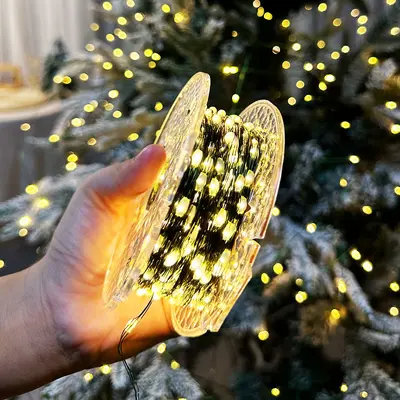 Noel ağacı ışık dize led yıldız dekorasyon atmosfer ışığı koyu yeşil bakır tel ile açık su geçirmez Noel dekorasyon ışıkları
