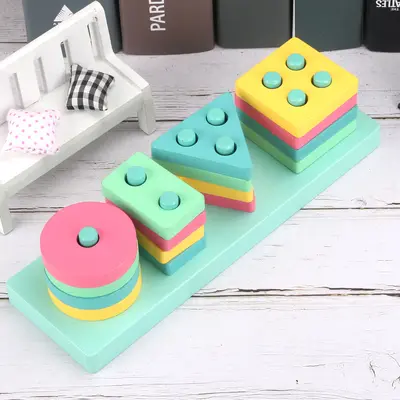 Çocuk Montessori öğretim yardımcıları ahşap geometrik şekil balıkçılık seti sütun bilişsel yapı taşları eşleşen aile interaktif eğitici oyuncaklar - 11