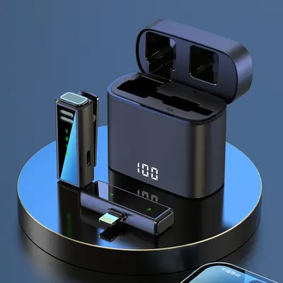 Orijinal özel model J88 canlı yayın gürültü azaltma video çekim mini mikrofon şarj bölmesi dijital ekran kablosuz yaka mikrofonu - 9