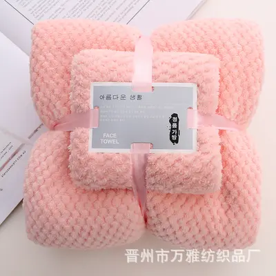 Toptan ananas ızgara mercan kadife havlu banyo havlusu seti anne havlusu kalınlaşmış emici yumuşak çabuk kuruyan havlu banyo havlusu özelleştirilebilir - 7