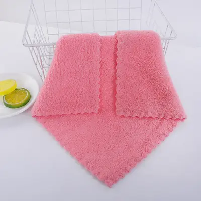 Warp-edge jacquard knitted coral velvet small square towel 30x30 cm children's towel absorbent soft fabric baby face towel - 11