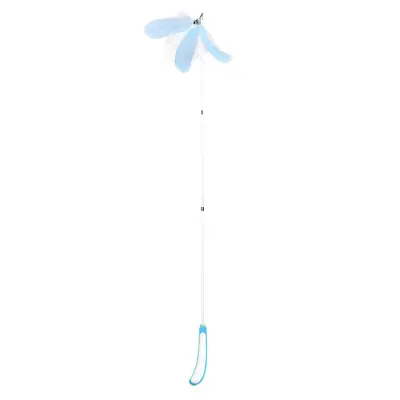 Cat Teaser Wand with Faux Fox Tail Feathers, Retractable Long Pole - 12