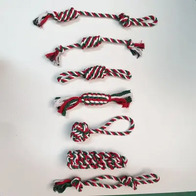 Noel Temalı Geyik Figürlü Peluş Köpek Oyuncağı, Düğümlü İp, Küçük ve Orta Irk - 4
