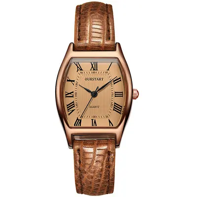Luxuriös aussehendes Vintage-Armband für Frauen, Herstellergroßhandel für Nischen-Cross-Border-Live-Streaming, Quarzuhr mit fassförmigem Lederarmband, Damenuhr. - 7