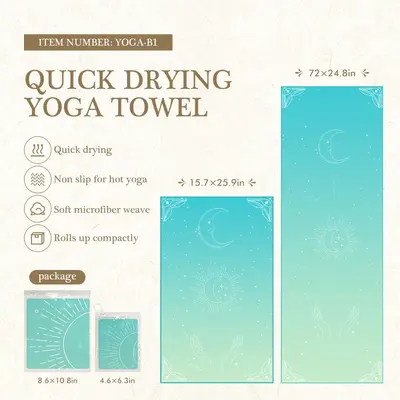 Non-Slip Yoga Mat Towel with Corner Straps, Quick-Dry - 11
