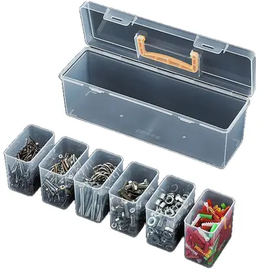 Storage Parts Box Organizer Household Hardware Tools Box Screws Materials Accessories Transparent Portable Compartment Sorting Classification Box