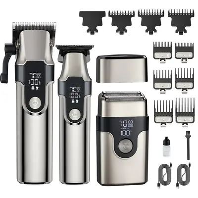 Professional Electric Hair Clipper Full Set for Men, Barber - 10