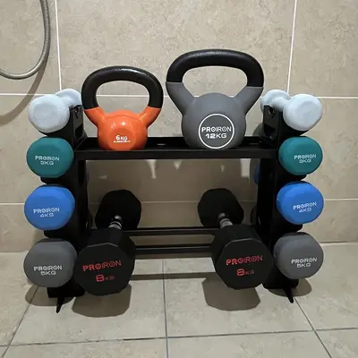 Kleiner Hantelständer für den Heimgebrauch, Halter für Hantelscheiben und Kettlebells