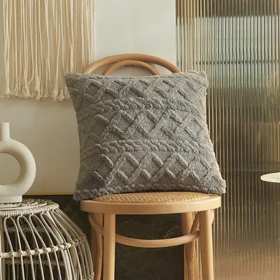Amazon Plüsch Stereo Jacquard Kissenbezug optional Funktionen Sofakissenbezug Kissenbezug einfach geometrisches Quadrat Kissen - 9