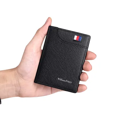 Men's Genuine Leather Ultra-Thin Short Card Holder, Cowhide - 6