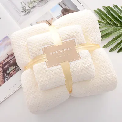 Korallenfleece-Handtuchset mit Mutter-Kind-Kombination und Bademütze - 6