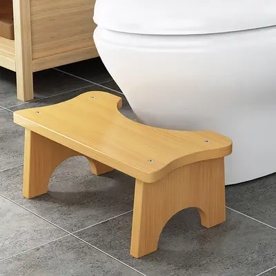 Bamboo Squat Toilet Stool, Anti-Slip Footstool for Elderly and Children