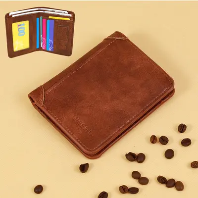 Retro Ultra Slim Men's Tri-Fold Short Wallet with License Slot - 10
