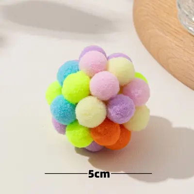 Colorful Fur Ball Cat Toy, Silicone Interactive Chase Ball - 8