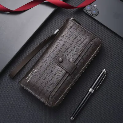Men's Long Wallet with Zip Phone Compartment, Large Capacity - 7