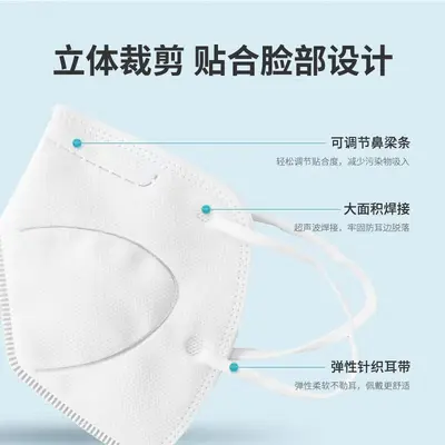 Yizhong Medical N95 Mask, Ear-Loop, Foldable, 5-Layer Protection