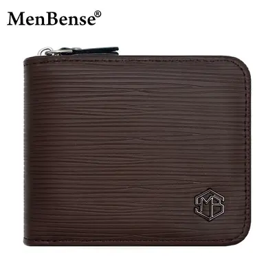 Men's Short Wallet with Zipper Coin Pocket and Chain - 5