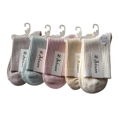 Zhuji women's socks, pure cotton, spring and autumn mid-length socks, moisture-absorbing, breathable, odor-resistant, 100% cotton, loose fit, versatile, double-needled women's socks.