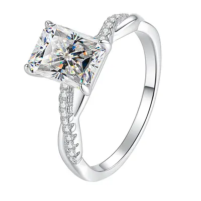 Rectangular Radiant Moissanite S925 Sterling Silver Ring