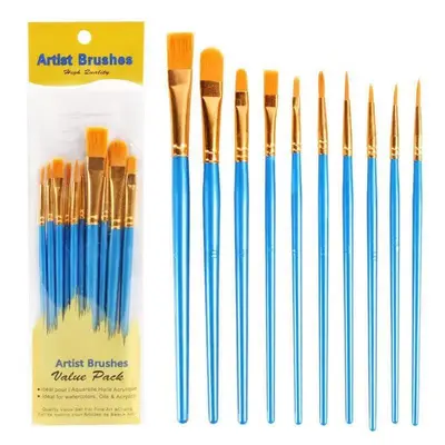 Nylon-Haarpinsel-Set 10er Kunststoffstiel Acryl- und Ölmalerei - 6
