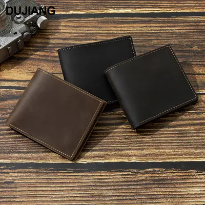 Crazy Horse Leather Short Men's Wallet with Multi-Card Slots and Coin Pocket - 4