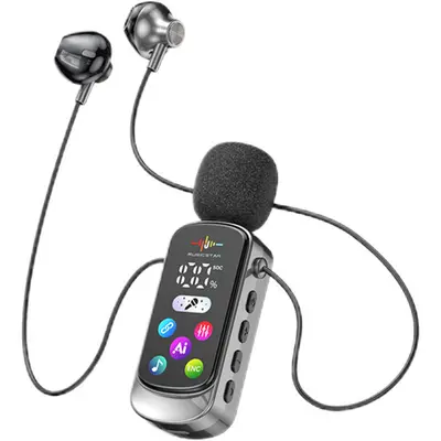 Clip-on K-song Bluetooth Earphones Wireless Microphone Sound Card Ear Return Live Streaming Recording In-ear Earbuds with Digital Display - 8