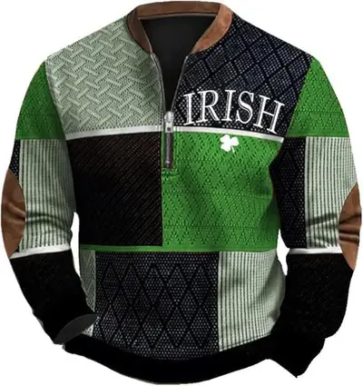 Erkek moda yarım fermuarlı sweatshirt, 3D dijital baskılı, spor - 12