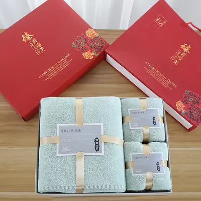 伴手礼毛巾浴巾套装礼盒装公司礼品批发珊瑚绒吸水毛巾浴巾三件套 - 8