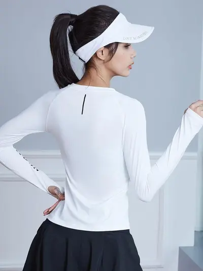 Yidi elastik tişört uzun kollu çabuk kuruyan ipeksi spor giyim kadın kare dans spor koşu eğitimi yoga kıyafeti yeni ürün