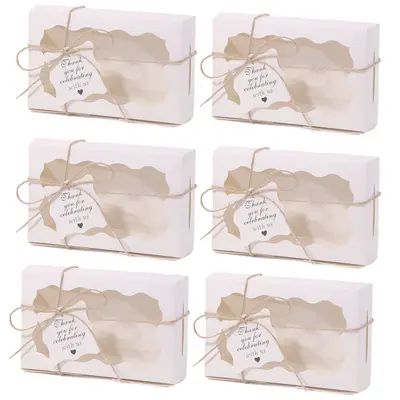 Kraft Paper Cake and Cookie Box with White Clear Window