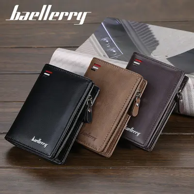 Baellerry Men's Short Zip Wallet with Multi-Card Slots and Mini Coin Pocket - 3