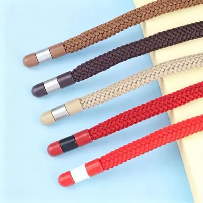 7mm Nylon Flat Drawstring Cord Set, Alloy Tips, 3 Pieces
