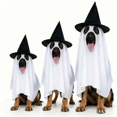 Halloween köpek hayalet kostümü, pelerin ve cadı şapkası - 4
