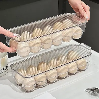 Food-Grade 12-Cell Egg Storage Box with Flip Lid for Refrigerator