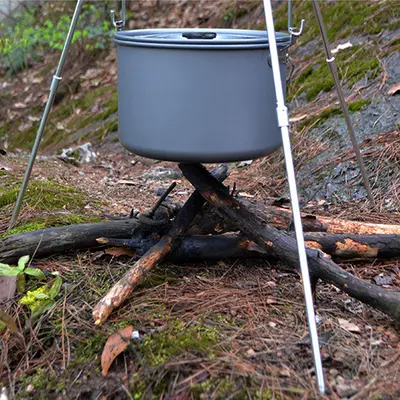 Aluminium Alloy 3-4 Section Camping Campfire Tripod with Hanging Pot Hook