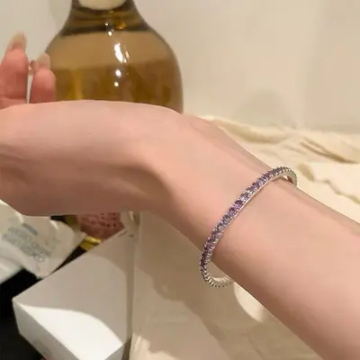 s925纯银闪烁锆石手链女款2025新款简约手环轻奢高级感手镯手饰 - 7