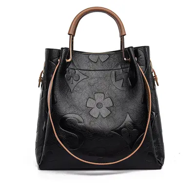 Women's Large Embossed Bucket Bag with Inner Tote - 7