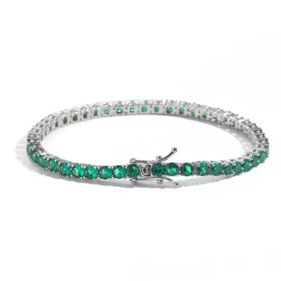 Sınır ötesi sade ve lüks elmas dolu tenis bilekliği, zirkonyum titanyum çelik bileklik, erkek ve kadınlar için solmayan mücevher bilekliği - 13