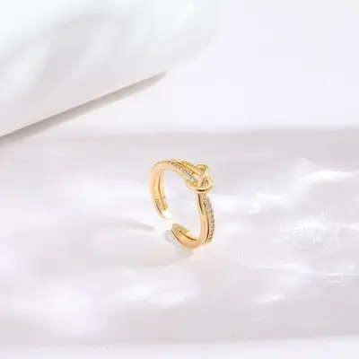 Zirkon yüzük, aşk düğümü tasarımı, kore tarzı, kadın moda - 5