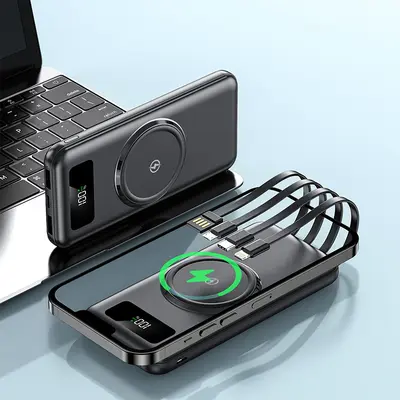 20,000 mAh super large capacity wireless charging portable mobile power bank with built-in cable - cross-border new model. - 7