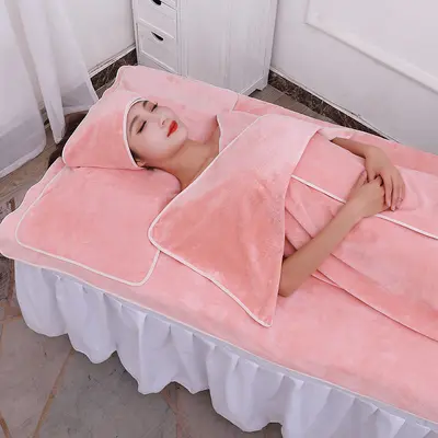 Beauty Salon Towel Set with Head Wrap and Bed Sheet Towel with Hole - 12