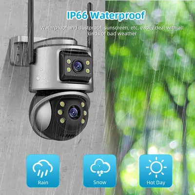PTZWifi Kamera Außenbereich Nachtsicht Dual-Screen Menschenerkennung 4MP Sicherheit CCTV Überwachungs-IP-Kamera