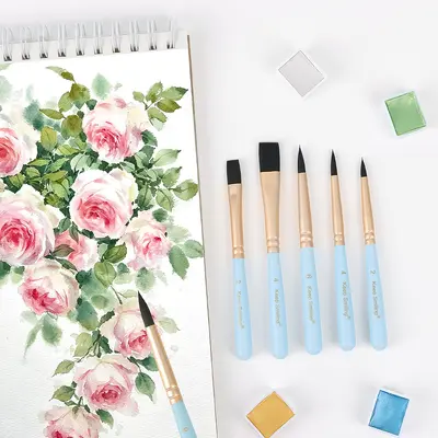 6 parçalı suluboya fırça seti mini