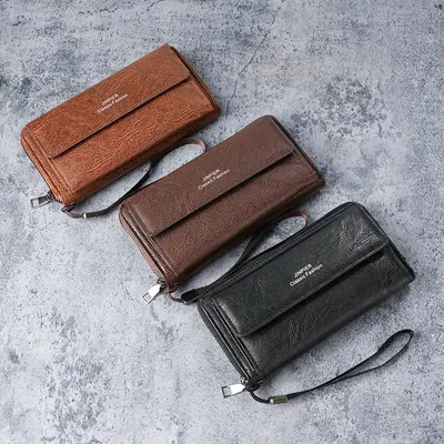 Men's Business Clutch Bag, Zipper Wallet with Multiple Card Slots - 5