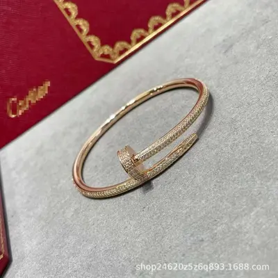 V-gold nail couple bracelet 18K rose gold elastic - 7