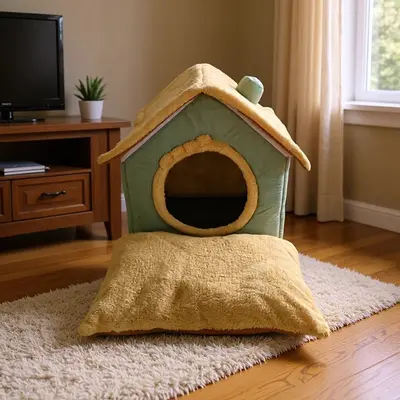 Kedi ve köpek evi yuvası, kışın sıcak tutan, küçük boyutlu köpekler ve kediler, dört mevsim için evrensel, çıkarılabilir ve yıkanabilir köpek evi, kedi yuvası yatağı, evcil hayvan malzemeleri - 7