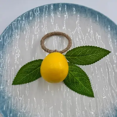 Cross-border Simple Yellow Lemon Napkin Rings Simulation Napkin Holder Napkin Buckle European Style Plant Jute Cloth Ring Wholesale - 7