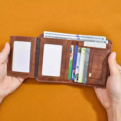 Ultra-Thin Men's Leather Wallet with Driver's License Holder - 3