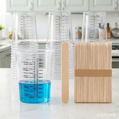 Einweg-Messbecher 600 ml transparent aus Kunststoff mit Skala zum Rühren - 7